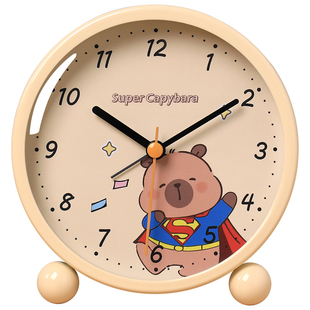 卡通学生闹钟儿童专用高颜值桌面起床神器小时钟2025新款卡皮巴拉