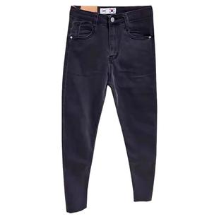 牛仔裤女款春秋冬2024年新韩版加绒高腰铅笔裤水洗简约显瘦小脚裤