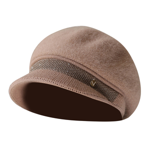 冬季新款帽子女冬天百搭保暖针织毛线帽妈妈中老年洋气女款鸭舌帽