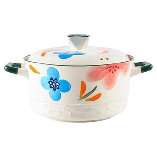 耐高温猪油罐家用厨房陶瓷荤油罐大容量双耳泡面碗带盖勺储油容器