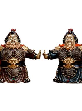全铜守宅小门神哼哈二将神像摆件