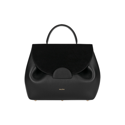 Polene黑色牛皮拼接手提斜挎包