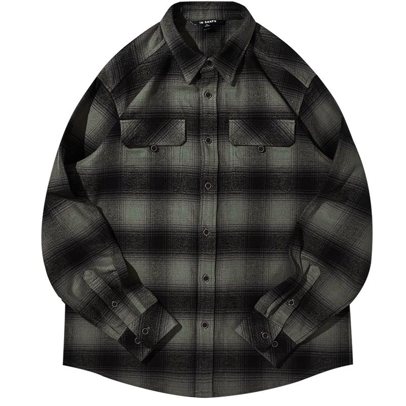 【三夫户外】隐者山之道全棉格子衬衫男长袖磨毛宽松休闲外套 【三夫户外】隐者山之道全棉格子衬衫男长袖磨毛宽松休闲外套