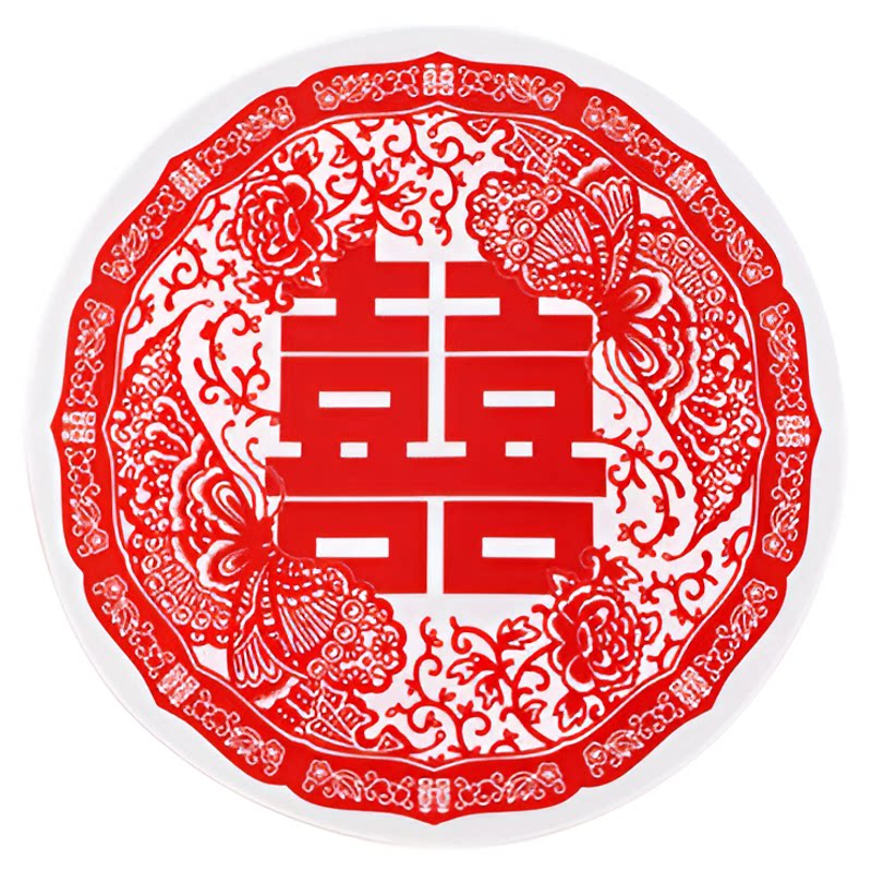 故宫 喜吉绵长静电贴龙凤百吉喜蝶相逢 婚房贴画 吉祥纹饰