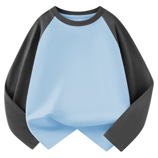 儿童长袖纯棉t恤定制拼色小学生运动会班服幼儿园团体服印字logo