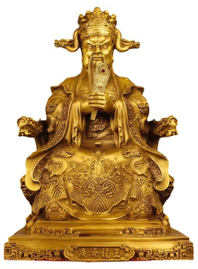 纯黄铜龙五爷铜像广济龙王摆件