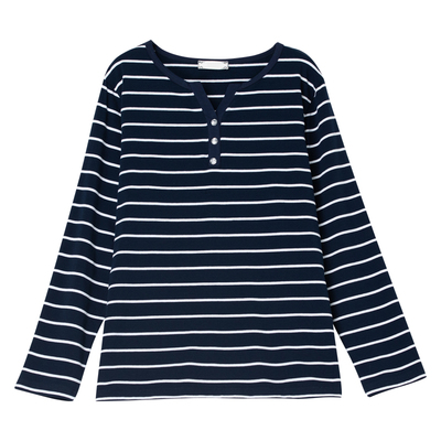 凯诗帕休闲百搭条纹长袖打底衫