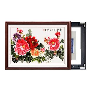 牡丹花开富贵挂画新中式电表箱装饰画免打孔遮挡配电箱电闸箱挂画