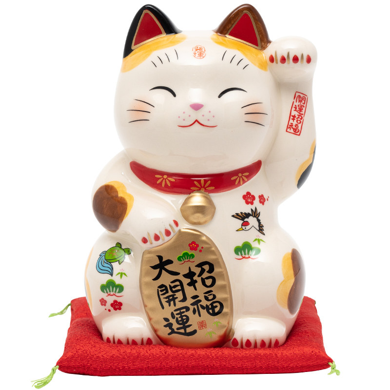 日本药师窑招财猫陶瓷摆件
