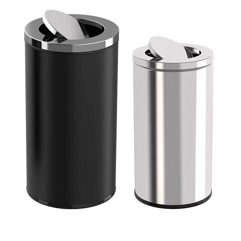 不锈钢商用大堂立式翻盖垃圾桶