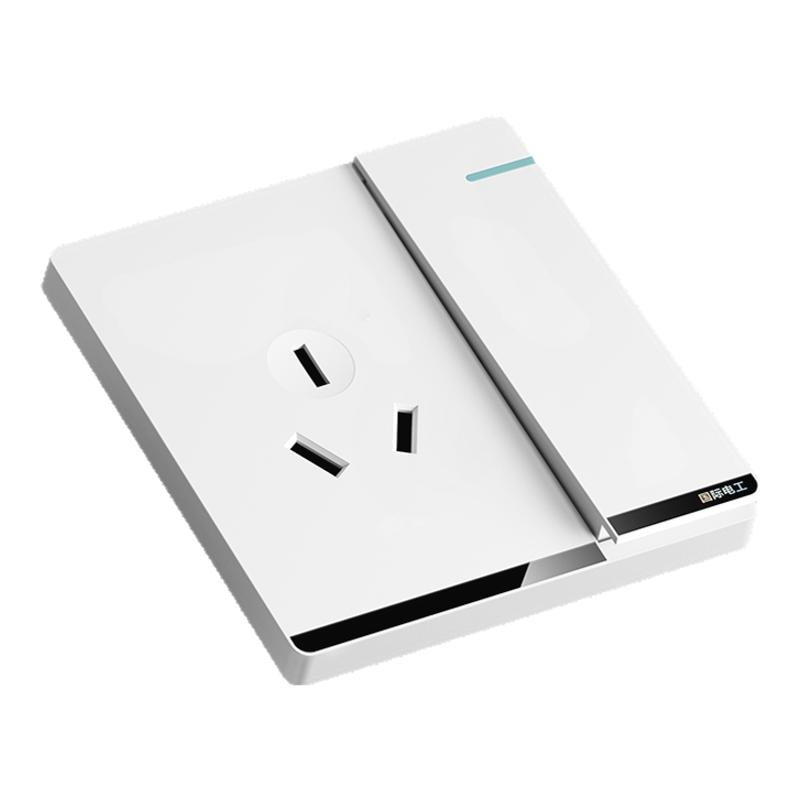 国际电工86型暗装大板家用多孔墙壁电源一开五孔白色开关插座面板