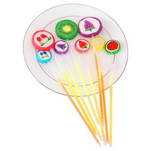 荧光棒棒糖桶装60支长棒水果切片糖长杆可爱创意高颜值发光糖果