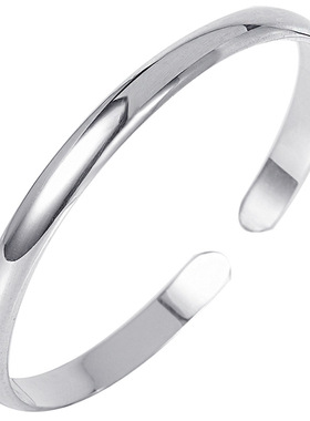 光面足银手镯9999纯银手镯女银镯子简约宽面开口银饰批发一件代发
