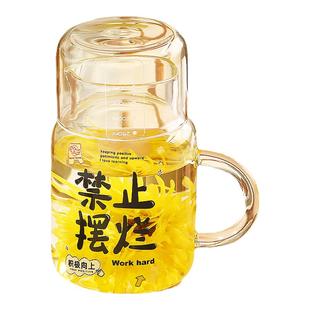 水杯耐高温泡茶杯高硼硅玻璃杯带盖大容量800ml喝水杯子女咖啡杯