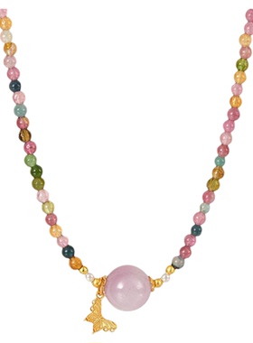 zeroline紫锂辉碧玺项链女纯银