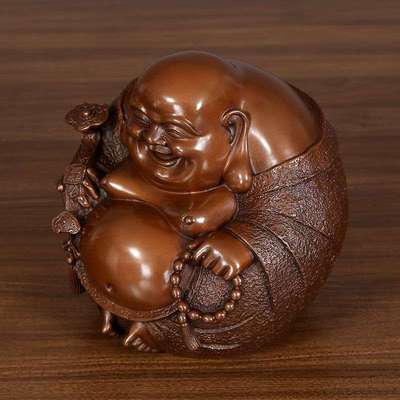 纯紫铜弥勒佛像摆件大肚佛笑佛客厅玄关入户装饰品乔迁开业礼品