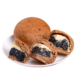 手工黑芝麻奶酪欧包全麦代餐带馅早餐饱腹健身零食粗粮速食面包