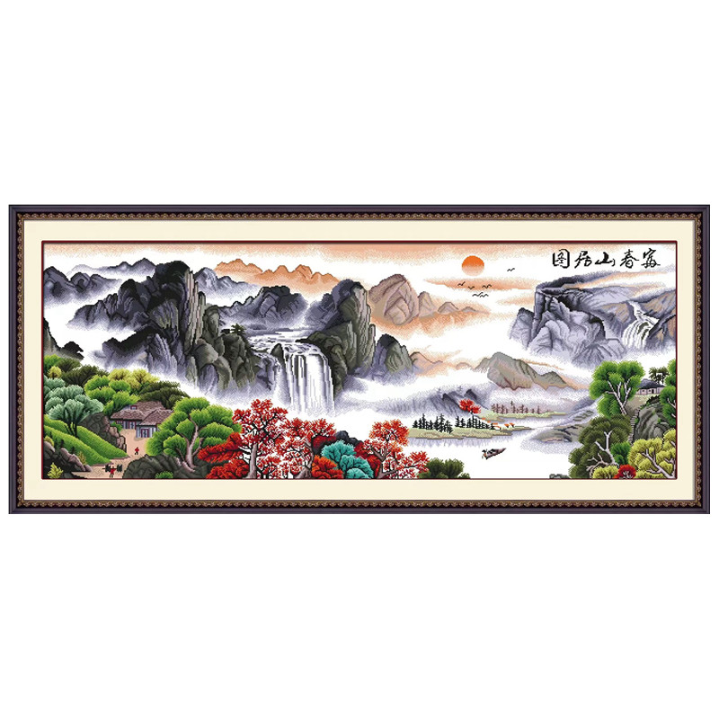 9L9九楼阁山水十字绣成品挂画