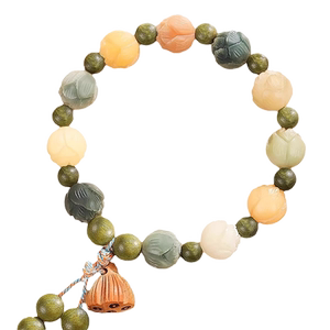 yz【节日礼物】财神莲花菩提根有钱花手串古法寺庙同款佛珠2