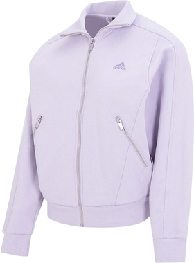 Adidas阿迪达斯官网春夏季女子运动服训练休闲夹克紫色外套IK3466