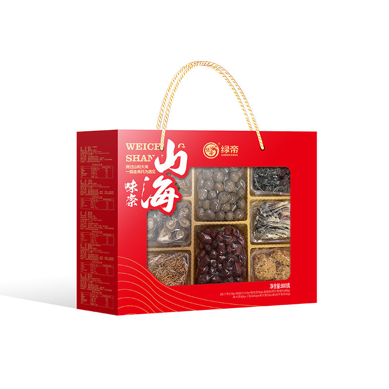 绿帝味崇山海菌菇桂圆红枣干货礼盒800g菌菇干货组合送礼送长辈