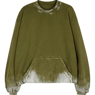 速写男装春秋新款卫衣圆领渐变复古时髦设计感潮流套头前卫上衣