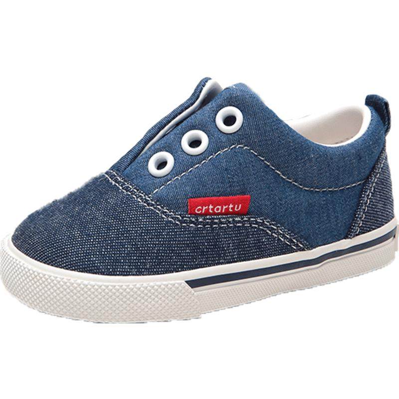 卡特兔刺绣女童儿童布鞋男童一脚蹬软底机能鞋童鞋套脚防滑帆布鞋