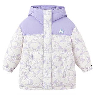 【史努比系列】森马儿童羽绒服2024冬装三防外套印花连帽女童上衣