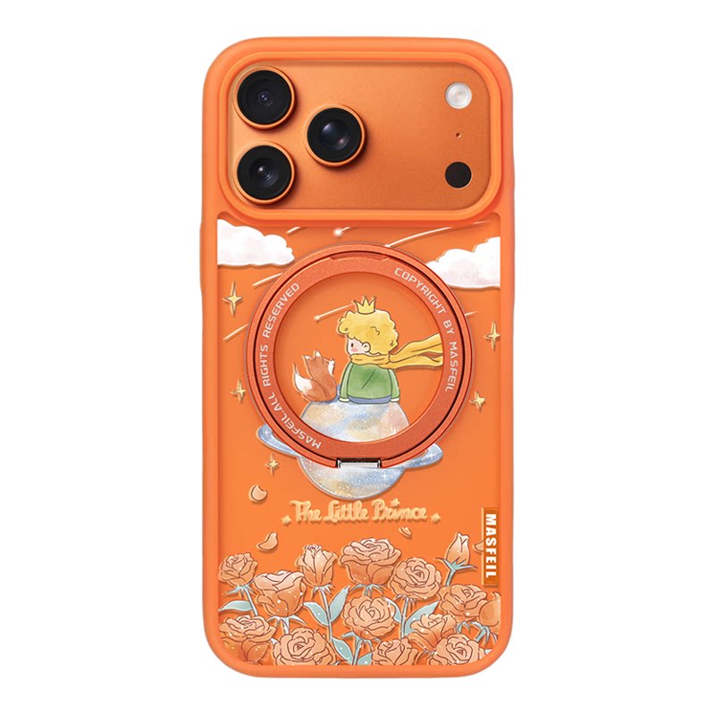 ANYING × 水彩王子玫瑰适用苹果17promax手机壳iPhone17pro新款带支架ip17全包Fo5磁吸支点简约高级感保护套