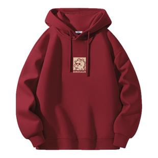 回力卫衣男秋冬2026新款马年本命年酒红色男生加绒加厚连帽衣服Y