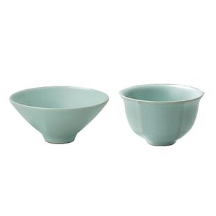 青澹墨雅汝窑斗笠杯主人杯对杯景德镇茶杯汝瓷品茗杯陶瓷礼盒装