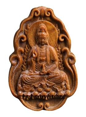 绿檀木观音吊坠汽车挂件钥匙扣