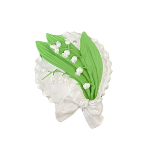 高级感铃兰花蝴蝶结车载香薰汽车出风口装饰挂件花朵车内饰品摆件