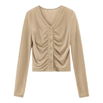 gcrues时尚V领丝绒小衫