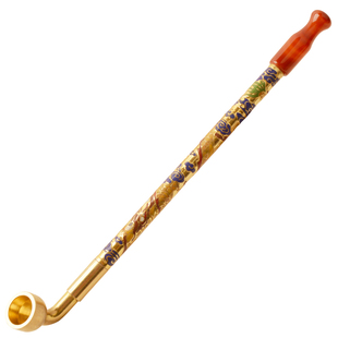 汉匠三用过滤锅彩绘铜龙杆凤杆黄铜玛瑙玉石传统老式旱烟袋锅烟斗