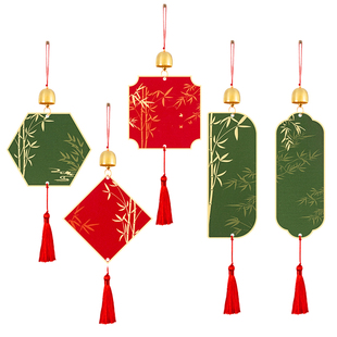 2026年新款铃铛福卡挂件手写文创风铃空白福字纸写福字的卡纸蜡染万年红宣纸对联纸春联纸中国结新年硬卡挂饰