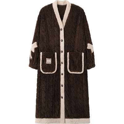 思莉太太珊瑚绒睡袍可外穿外披