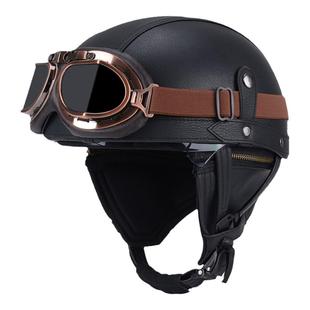 巡航摩托车头盔骑行复古踏板机车半盔电动车安全帽盔男女四季瓢盔