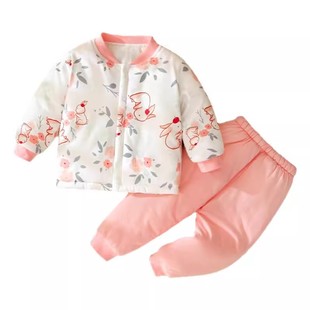 宝宝保暖内衣套装秋冬季男女童秋衣秋裤夹棉婴儿衣服冬装加厚棉服