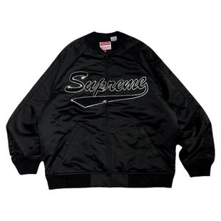 章自豪 Supreme Mitchell Ness联名 亮片字母图案棒球服夹克外套