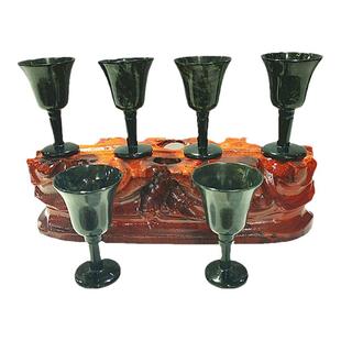 酒泉夜光杯嘉峪关敦煌特产旅游必带白酒具墨玉小高脚杯送礼盒包邮