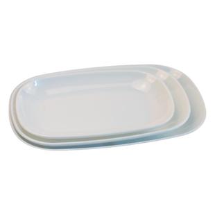 白色加厚密胺平盘长方形仿瓷餐盘饭店商用菜盘肠粉盘火锅碟子塑料