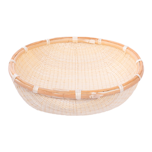 柳编笸箩圆形大号簸箩藤编收纳筐馒头筐馍饼食品干果展示篮柳条筐