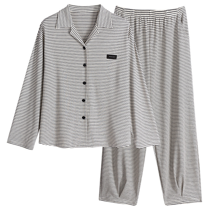 歌媄芮春秋长袖睡衣男女一对纯棉