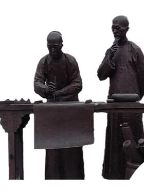 玻璃钢人物雕塑古代书法铜雕像户外公园学校园林景观庭院装饰摆件