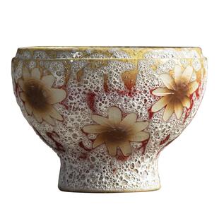 多肉花盆手绘粗陶精品创意复古新中式老桩套组插花花卉绿植花盆