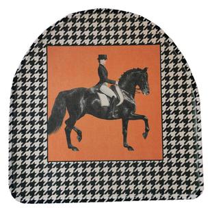 夏天千鸟格马蹄形冰丝坐垫家用轻奢橙色马沙发皮椅弧度半圆型椅垫