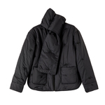 晚白【宽松保暖棉服】冬纯色休闲百搭夹棉外套【送本布围脖】