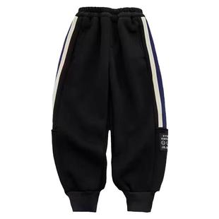 男童加绒裤子25秋冬新款中大童加厚保暖卫裤男女孩宽松外穿运动裤
