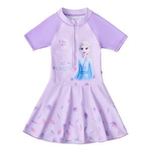 迪士尼儿童泳衣女童2024新款小女孩游泳连体宝宝爱莎秋冬温泉泳装